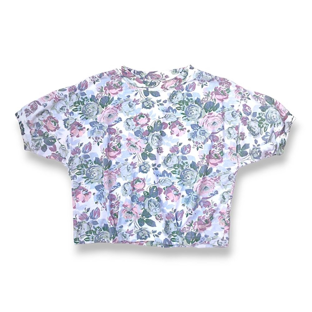 Nuggets vintage 80s made in Hong Kong floral cottage core pastel crop top M